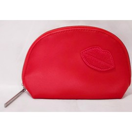 Kiss Lancome RED Lips Kiss Bag Cosmetic Makeup Travel Plastic Zip Pouch Polyester New