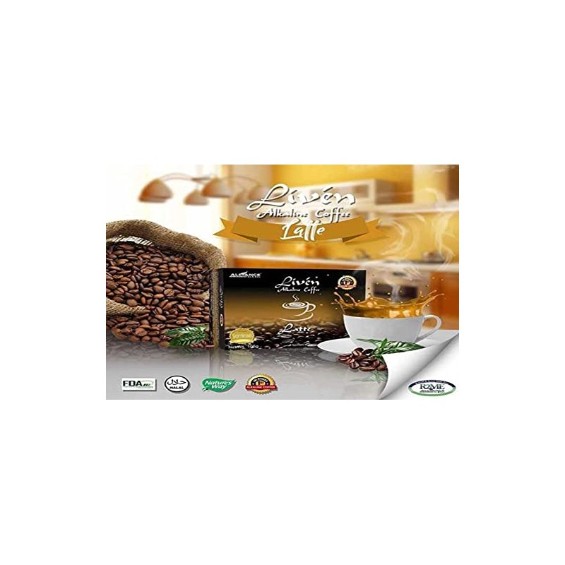 AIM GLOBAL Liven Alkaline coffee ( Latte flavor 5 sachets
