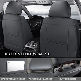 KSJH Car Seat Cover for Toyota Tacoma 2000-2025,Premium Nappa Leather Breathable Waterproof Sports Seat Cover,Easy to Install Automotive Seat Covers Front Pair（Gray & Black）