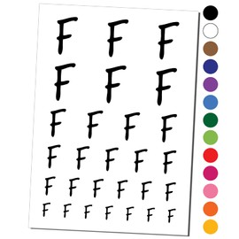Letter F Uppercase Felt Marker Font Temporary Tattoo Water Resistant Fake Body Art Set Collection - Black (One Sheet)