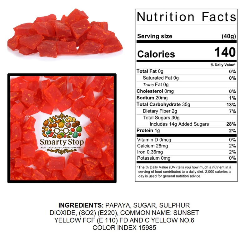 Smarty Stop Dried Fruits Great Healthy Snack (Dried Papaya Chunks,