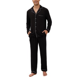 Veseacky Sleepwear With Pockets Pajamas for Men Bottom Up Night's Sleep Men's Pajamas Cotton 2nd
