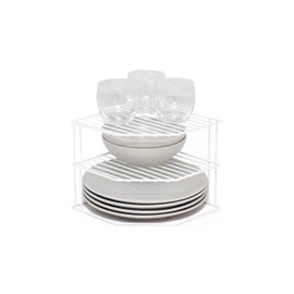 simplywire – 3 Tier Plate Rack - Kitchen Cupboard Organiser – White