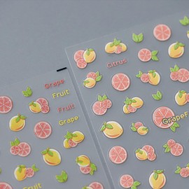 5D Stereoscopic Embossed Nail Art Stickers Summer Nail Decals Cute Grapefruit Design Fruit Nail Stickers Acrylic Engraved Self-Adhesive Nail Art Supplies Tropical Fruit Nail Decorations for Women