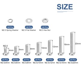 DTGN 560Pcs Machine Screws Assortment Kit, M2.5 Phillips Pan Head Nut and Bolt Assortment Kit, 4/6/8/10/12/16/20mm Metric Bolt Assortment, 304 Stainless Steel With Washers