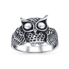 Wide Antiqued Wise Old Owl Bird Oxidized Animal 925 Sterling