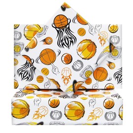 Geluode Basketball Wrapping Paper for Boys Men Kids, 4 Sheets Basketball Wrapping Paper 28x20 Inches, Sports Basketball Gift Wrap Paper for Sport Events Basketball Birthday Party Baby Shower Holiday