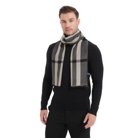 EP Mode Men's Winter Scarf, Cashmere Feel, Super Soft & Warm (Stripe Camel)