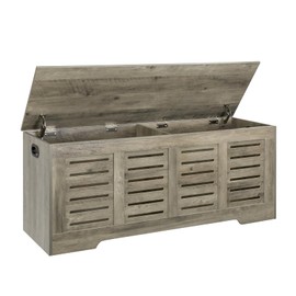 DINZI LVJ Storage Chest, 47.3” Wooden Toy Box with 2 Safety Hinges, Retro Entryway Shoe Storage Bench with Flip-Top, Sturdy Large Storage Trunk for Living Room, Bedroom, Easy Assembly, Gray Wash