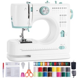 Lastempa mini multi-functional household sewing machine, double-needle double-row thread, 16 stitching modes, double-speed portable sewing machine, simple and easy to operate, beginner sewing machine