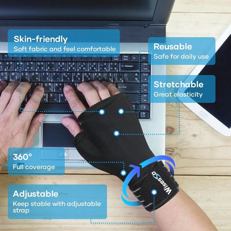 Wisesso Wrist Ice Pack Wrap, Reusable Ice Gloves for Hot