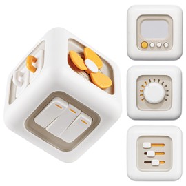 Montessori Busy Cube, Grey Activity Cube for 1 Year Old, Sensory Toys for Babies 6-12-18 Months, Travel Toys for Toddlers 1-3, 1st Birthday Gifts Boy Girl, Fine Motor Skills