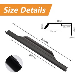 MOROBOR 300mm Aluminum Alloy Matte Black Cabinet Handles, 4pcs Finger Edge Pull Concealed Cupboard Handle Invisible Furniture Strip Pull with Screws for Home