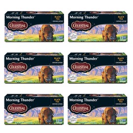 Celestial Seasonings Morning Thunder Black Tea, Caffeinated, 20 Tea Bags Box (Pack of 6)