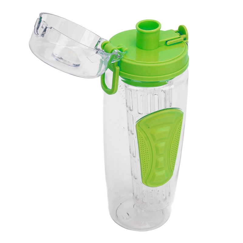 Fruit Infuser Water Bottle Anti Slip Grip Flip Top Lid