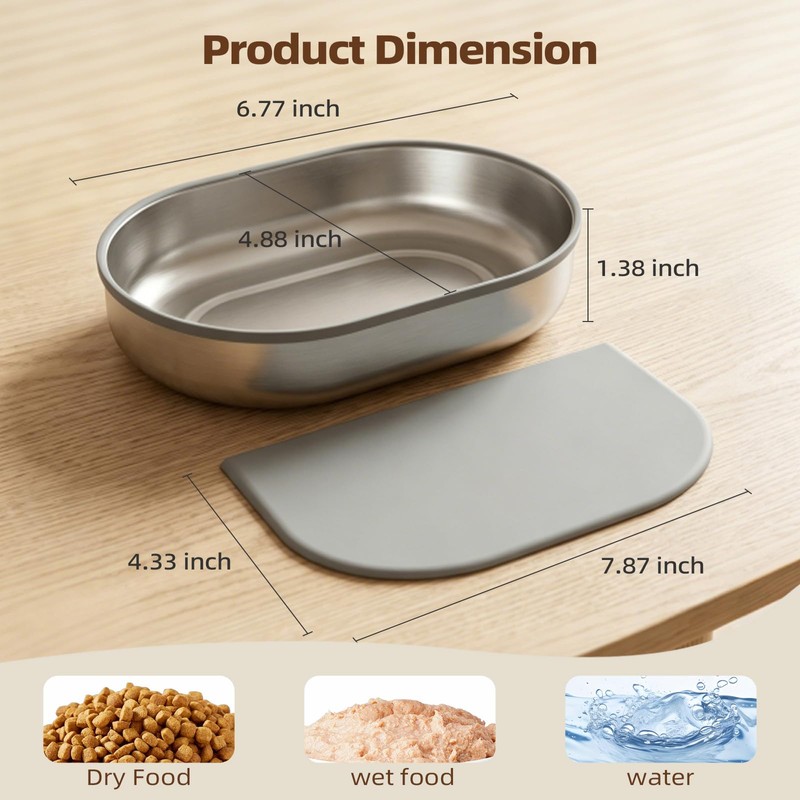 2 Bowls Stainless Steel Bowl Set for Automatic Microchip Pet