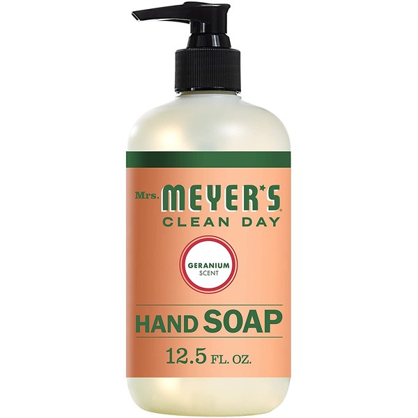 Mrs. Meyer's Clean Day Liquid Hand Soap, Cruelty Free and Biodegradable Formula, Geranium Scent, 12.5 oz