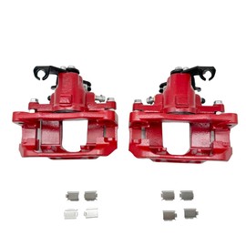 Forlevlaep S5080 2Pcs Rear Disc Brake Calipers w/Bracket Red Left+Right Side 18B5080 18B5081 for Chrysler Town & Country 2008-2012, for Dodge Grand Caravan 2008-2012, for Ram C/V 2012-2013