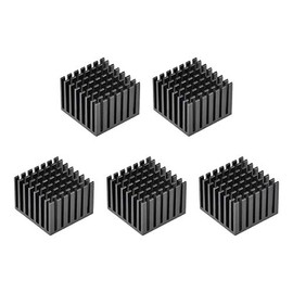 sourcing map Heatsink Cross Shaped Notches for MOS GPU IC Chip 28 x 28 x 20 mm Black Pack of 5