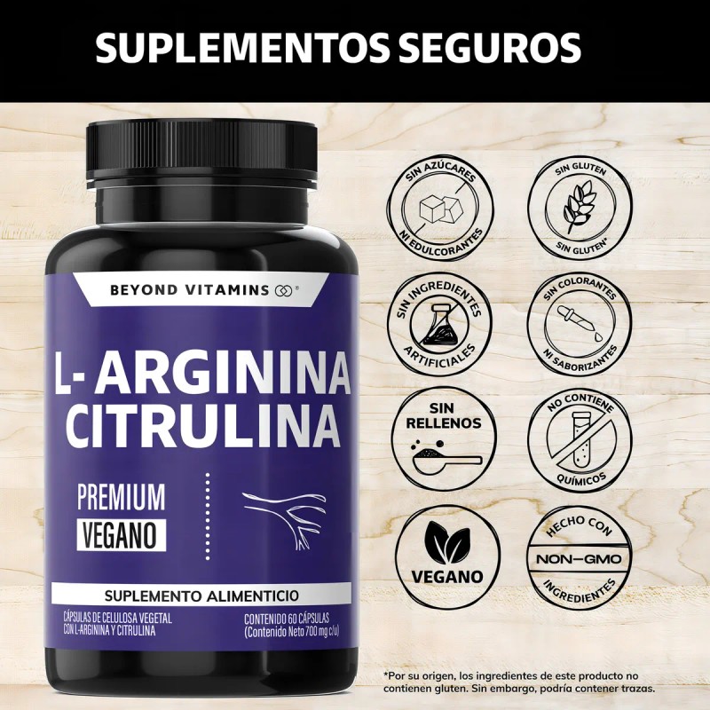 L - Arginina 1000mg Citrulina Beta Alanina Cafena (de Guaran)