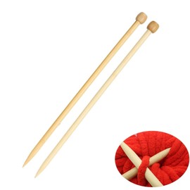 SSyang Pack of 2 Single-Pointed Large Knitting Needles Wooden Bamboo Knitting Needles Set, 35 cm Extra Long Chunky Knitting Needles for Beginners and Professionals, 12 mm Handmade Thick Knitting