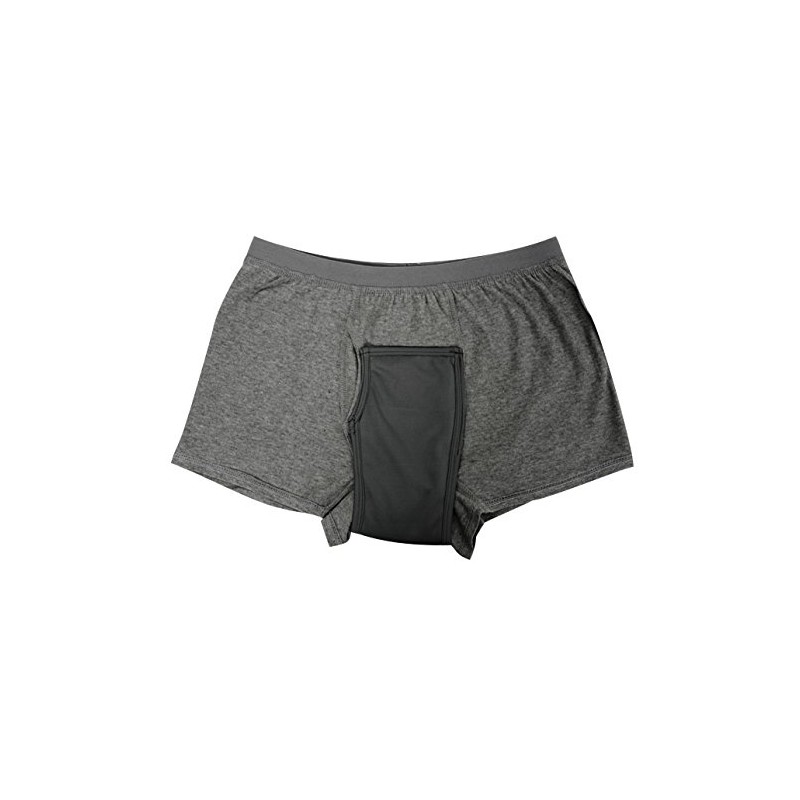 Men's Light Incontinence Pants, Comfortable Boxer Shorts DX (Gray, Medium)