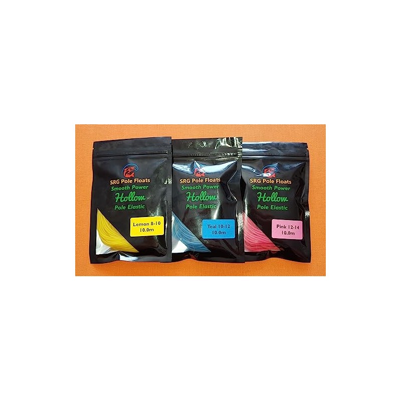 30.0m Hollow Pole Elastic (10.0m Lemon, Teal and Pink each)