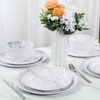 12-Piece Melamine Dinnerware Sets, Modern White Round Dish Set for