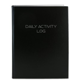 BookFactory Daily Activity Log Book / 365 Day Logbook (384 Pages) / 365 Page Productivity Diary, Black Cover, Section Sewn Hardbound, 8 7/8'' x 11 1/4'' (Made in USA)