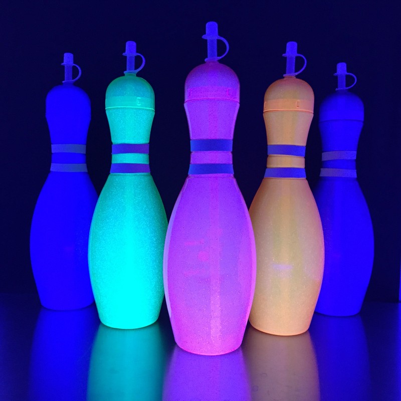 Large Bowling Pin Water Bottles Purple - 6 Pack