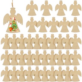 Pack of 40 Wooden Christmas Tree Decorations, Angel Shape, Wooden Pendants, Untreated Christmas Tree Decorations Wood for Painting and Crafts for Christmas Decoration, Christmas Decoration for