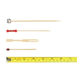 400 pcs Bamboo Skewer / Decorative Cocktail Picks Assortment 05, Sportsball, String, Red and Mini Forks by BambooMN