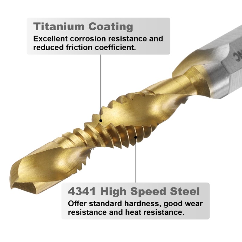 sourcing map Combination Drill and Tap Bit, SAE 1/4-20NC Thread