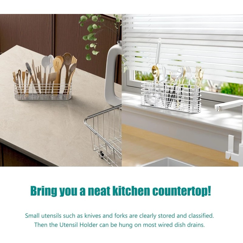 NiuYichee 304 Stainless Steel Utensil Holder Dish Drying Rack Kitchen