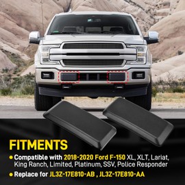 YEHERIT Front Bumper Guard Pads Compatible with Ford F-150 F150 2018-2020, Replace JL3Z17E810AB, Front Left Driver & Right Passenger Side Cap Inserts Bumper Cover, Black