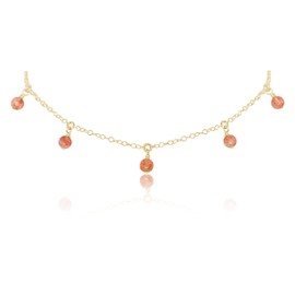 Sunstone Bead Drop Choker in 14k Gold Fill