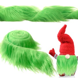 Tatuo Christmas Faux Fur Ribbon Trim Faux Fur Fabric Roll Winter Holiday Garland Ornament for Christmas Tree Wreath Bows Clothing Party Supplies(2 Inch X 1.5 Yard,Green)