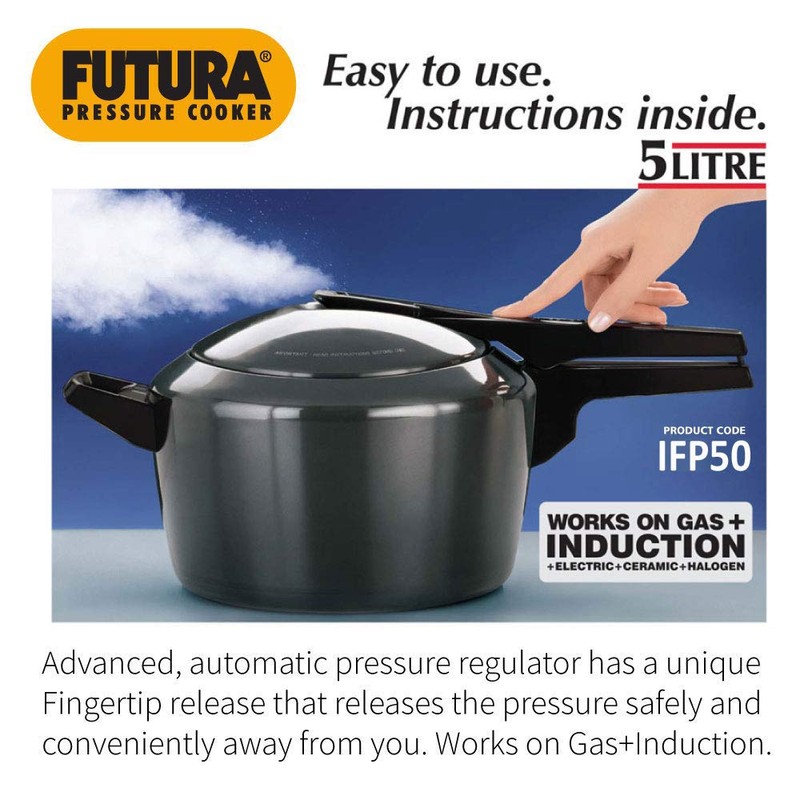 Futura by Hawkins Hard Anodized 5.0 Litre Pressure Cooker from