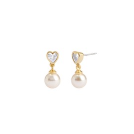 COACH Womens Heart Pearl Drop Earrings