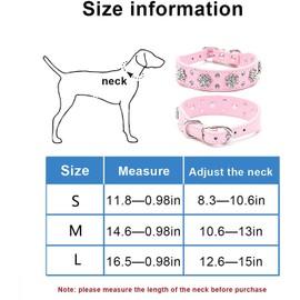 Pimaodog Rhinestone Dog Collar, Cute Flower Rhinestone Cat Dog Collar Bling Collar PU Leather Collar Adjustable Sizes Small Medium Large (S:21-27cm, Pink)
