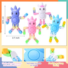 Soulchen 100 Pieces Unicorn Transformable Fidget Funny Sensory Fidget Toys Stress Relief Sensory Fingertip Gyros for Kids Adults Boys Girls Stocking Stuffers Gifts