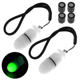 SecurityIng 2Pc Underwater Strobe Signal Light Scuba Night Dive Marker LED Flashy Safety Lamp Firefly Diving Beacon Beam 200M Underwater 200 Hour Duration with Battery (Green)
