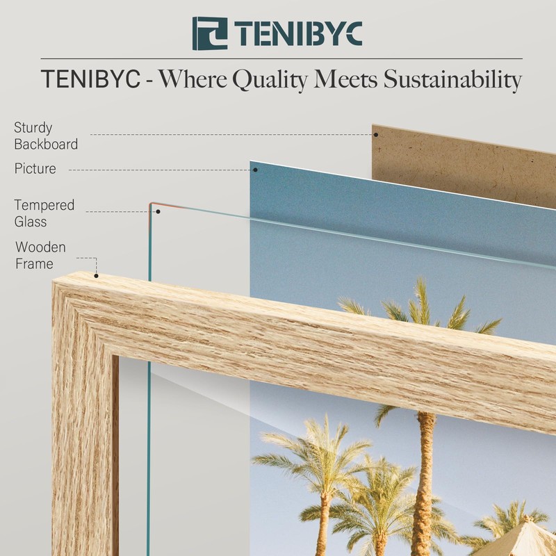 TENIBYC 5x7 Oak Picture Frame with HD Glass - 3pk,
