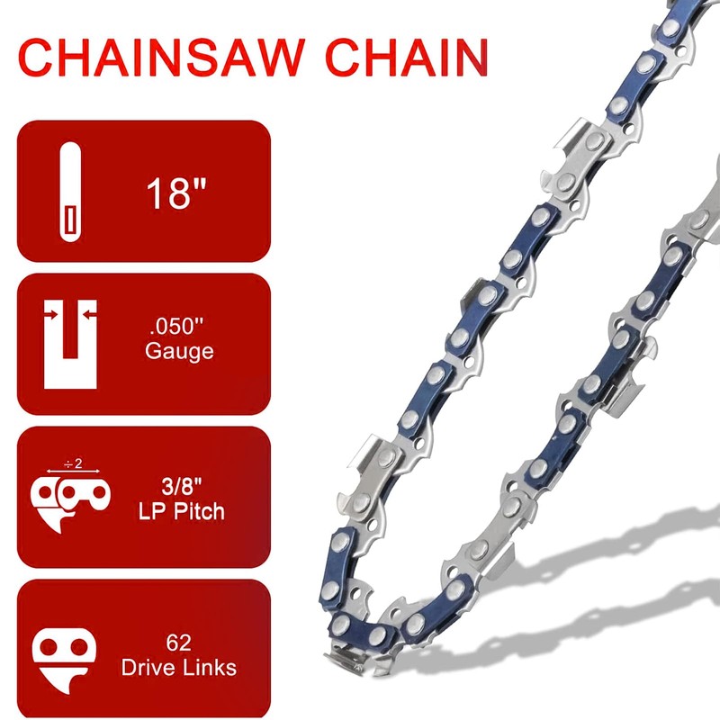 O-CONN 4 Pack 18 Inch Chainsaw Chain 3/8" LP Pitch