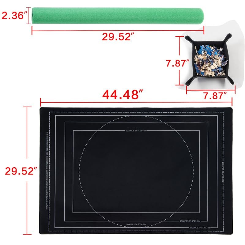 Premium Jigsaw Puzzle Mat Roll-Up Design Non-Crease Rubber Surface, Accommodates