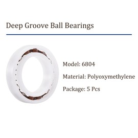 Kozelo Pack of 5 6804 POM plastic bearings, 20 x 32 x 7 mm, open bearing for industrial applications, nylon cage, glass ball, ABEC1