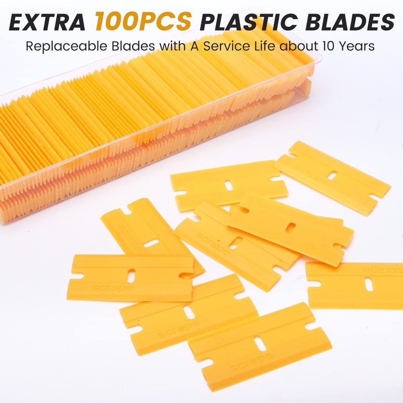 MulWark Razor Blade Scraper, 2Pack Razor Scraper Tool with 100PCS