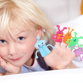 12 Pcs Mini Rubber Finger Dolls, Small Cartoon Animal Finger Toys,Stress Reliever Anxiety Toys for Kids Adults, for Christmas Easter Party Favors, Activities, Basket Stuffers