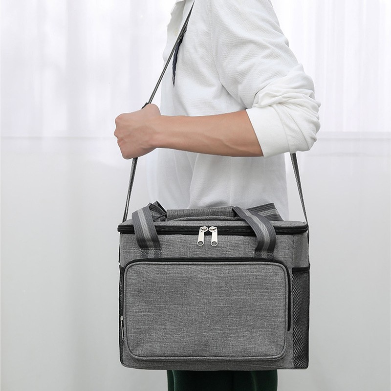 Insulated Lunch Bag Grey Oxford Cloth 15L High Capacity Insulated