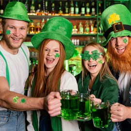 St Patricks Day Shamrock Tattoos, St Patrick’s Day Face Tattoo Stickers St. Patrick's Day Shamrock Temporary Tattoo for Irish Party Decorations, Saint Patricks Day Clover Tattoos for Green Party Decor